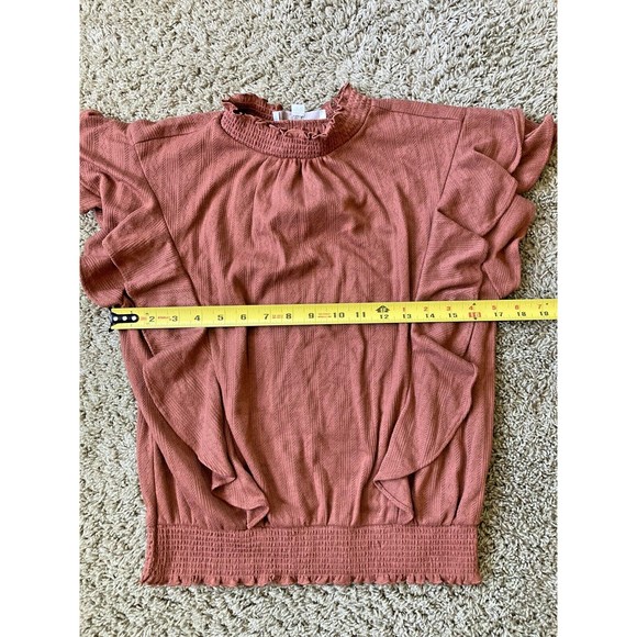 Loft Top Women’s Small Rust Red Short Sleeve High Neck Elastic Waist - Picture 8 of 8